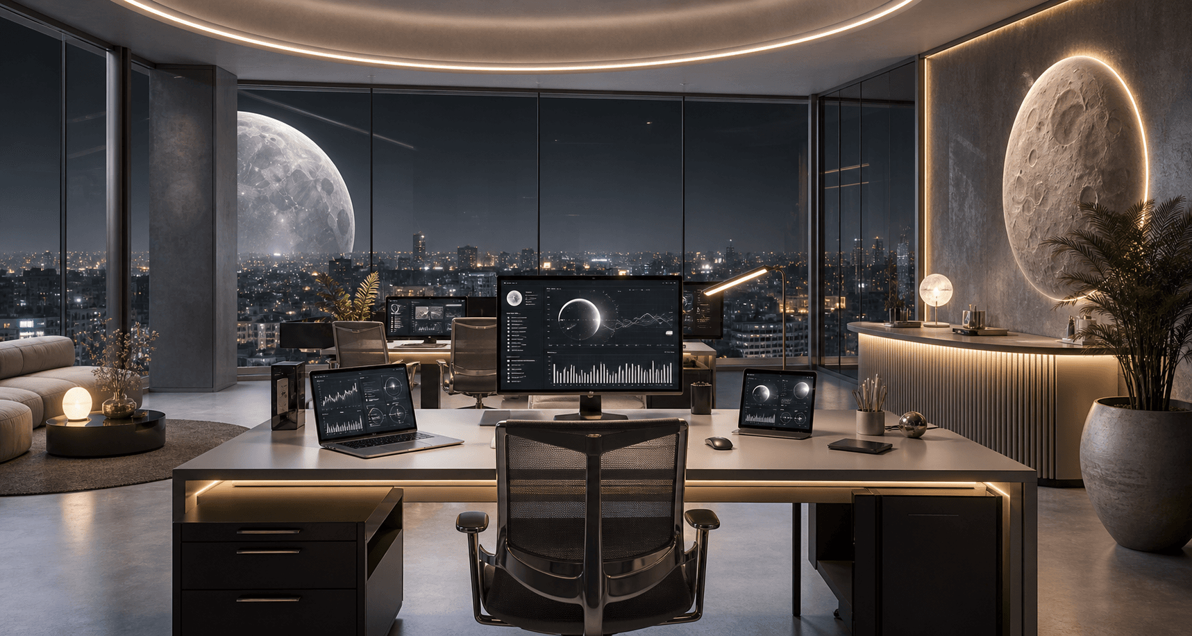 Moon-inspired Artemesis studio workspace